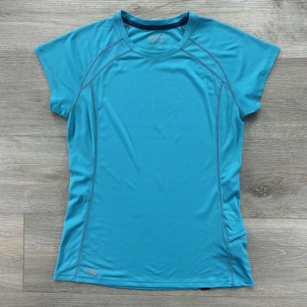 Outdoor Research Echo Shirt Womens Small Blue Short Sleeve Crew Neck Athletic